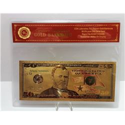 USA $50.00 GOLD FOIL/COLORIZED BANKNOTE