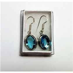AQUA BLUE TOPAZ DROP EARRINGS