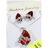 Image 1 : RED AUSTRIAN CRYSTAL NECKLACE AND EARRING SET