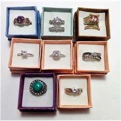 LOT OF 8 ASSORTED LADIES FASHION RINGS