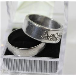 LOT OF HEAVY 2 MENS BAND RINGS SZ10