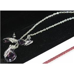 FASHION NECKLACE & EARRING SET - PURPLE GEMS