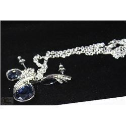 FASHION NECKLACE & EARRING SET - NAVY GEMS