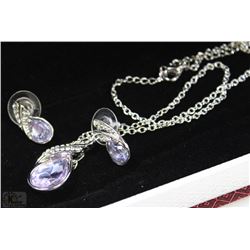 FASHION NECKLACE & EARRING SET - CLEAR GEM