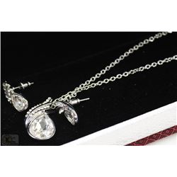 FASHION NECKLACE & EARRING SET - CLEAR GEM