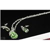Image 1 : FASHION NECKLACE & EARRING SET - GREEN GEMS
