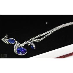 FASHION NECKLACE & EARRING SET - BLUE GEMS