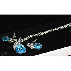 FASHION NECKLACE & EARRING SET - LIGHT BLUE GEMS