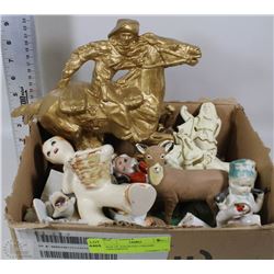 BOX OF ASSORTED CERAMIC ORNAMENTS
