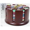 Image 1 : POKER SET IN WOOD CHERRY CASE THAT SWIVELS