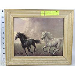 VINTAGE 1960'S "TWO RUNNING HORSES" FINE ART