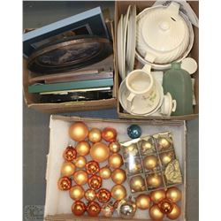 THREE BOXES OF MISC ITEMS INCLUDING FRAMED