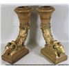 Image 1 : GOLD TONE BIG HORN PILLAR CANDLE HOLDERS