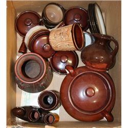 BOX WITH ASSORTED STONEWARE