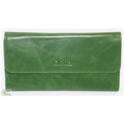NEW DELLA LEATHER KAREN WALLET GREEN COLOR