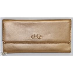 NEW DELLA LEATHER KAREN WALLET GOLD COLOR