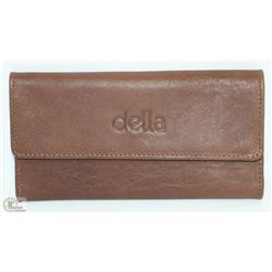 NEW DELLA LEATHER KAREN WALLET MOCHA COLOR