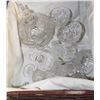 Image 1 : BASKET OF CRYSTAL INCL CANDLE HOLDERS, GLASSES,