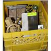 Image 1 : MILK CRATE WITH DRY WALL POLE SANDERS, TROWELS,