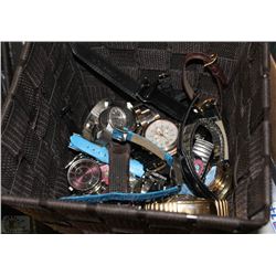 BASKET WITH ASSORTED WATCHES