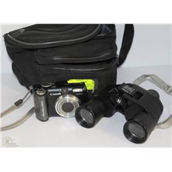 WAIST POUCH W/ BUSHNELL BINOCULARS 7X35 AND CANON