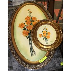 PAIR  OF MATCHING FLORAL PAINTINGS FRAMED