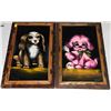Image 1 : PAIR OF FRAMED VELVET DOG PAINTINGS - 23"X14"