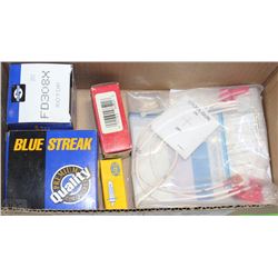 BOX OF ASSORTED ELECTRICAL COMPONENTS INCLUDING