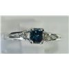 Image 1 : #3-14KT WHITE GOLD BLUE DIAMOND RING SIZE 5.5