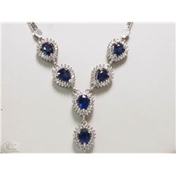 #5-STERLING SILVER SAPPHIRE & CZ NECKLACE