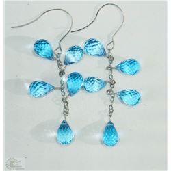 #8-14KT WHITE GOLD BLUE TOPAZ EARRINGS