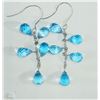 Image 1 : #8-14KT WHITE GOLD BLUE TOPAZ EARRINGS