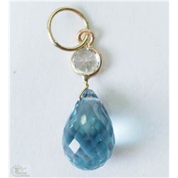 #9-14KT YELLOW GOLD TOPAZ &SAPPHIRE PENDANT