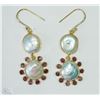Image 2 : #10-SILVER & GOLD PLATED GARNET&PEARL EARRINGS