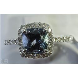 #17-14KT WHITE GOLD TANZANITE & DIAMOND RING