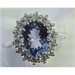 #19-14KT WHITE GOLD TANZANITE & DIAMOND RING