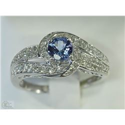 #21-10KT WHITE GOLD TANZANITE & DIAMOND RING