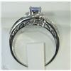 Image 2 : #21-10KT WHITE GOLD TANZANITE & DIAMOND RING