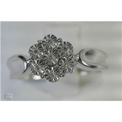 #27-STERLING SILVER DIAMOND RING SIZE 7.5
