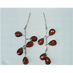 #31-14KT WHITE GOLD GARNET EARRINGS