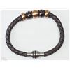 Image 1 : #34-STAINLESS STEEL BROWN LEATHER BROWN BRACELET
