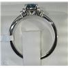 Image 2 : #37-14KT WHITE GOLD BLUE DIAMOND RING SIZE 6.25