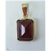 Image 2 : #41-14KT YELLOW GOLD GARNET PENDANT