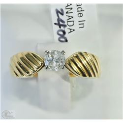 #43-18KT YELLOW -WHITE GOLD DIAMOND RING SIZE 6