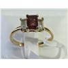 Image 2 : #46-9KT YELLOW GOLD AQUAMARINE & GARNET RING