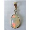 Image 1 : #49-14KT YELLOW GOLD OPAL & DIAMOND PENDANT