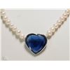 Image 2 : #50-14KT WHITE GOLD SAPPHIRE & PEARL NECKLACE