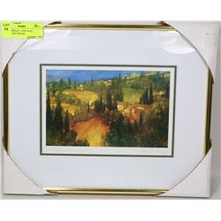 HILLSIDE TUSCANY PRINT FRAMED ARTIST PHILIP CRAIG
