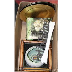 BOX WITH DESKTOP FOUNTAIN, PLANTER BASKET,