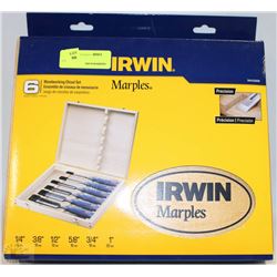 NEW IRWIN 6 PC WOODWORKING CHISEL SET